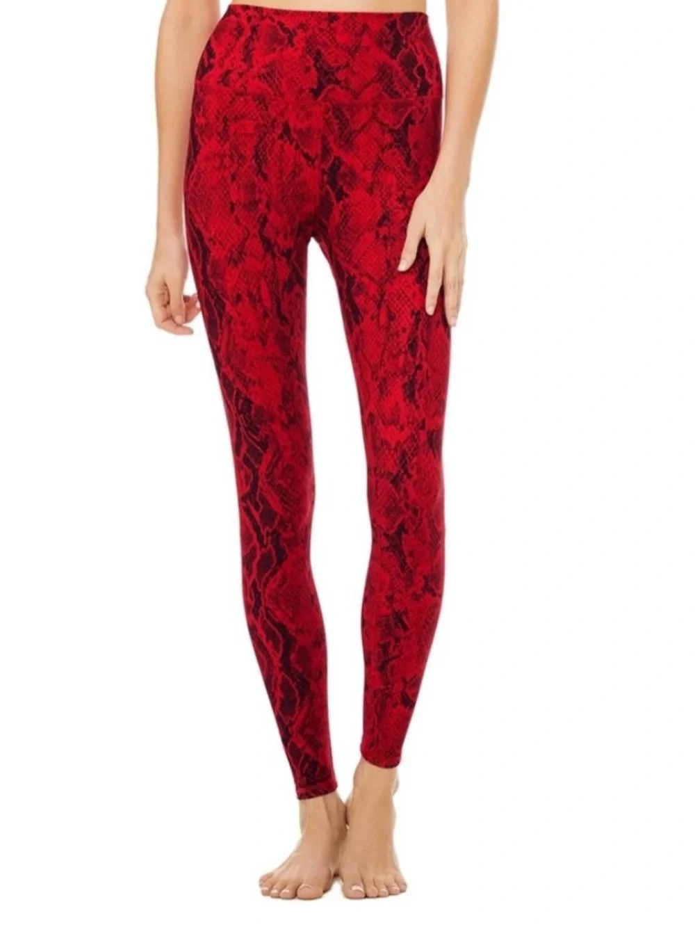 ALO High Waist Vapor Snakeskin Leggings Red XXS